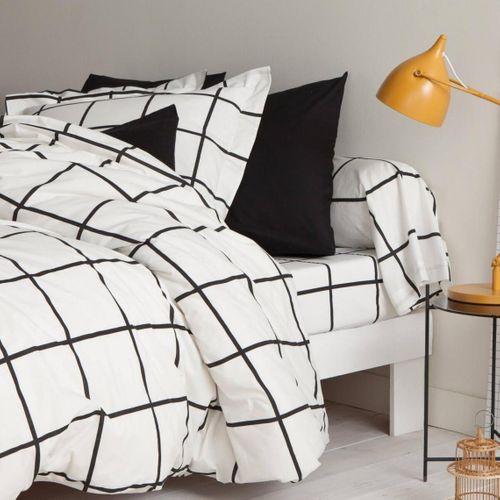 Drap Plat Coton Piastrella Noir/blanc  - 180 X 290 cm