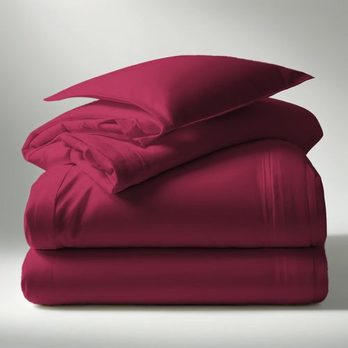 Housse De Couette Percale Coton Tertio® Bordeaux - 140 X 200 cm