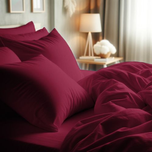 Taie D'oreiller Percale Coton Tertio® Bordeaux - 63 X 63 cm Sans Volant