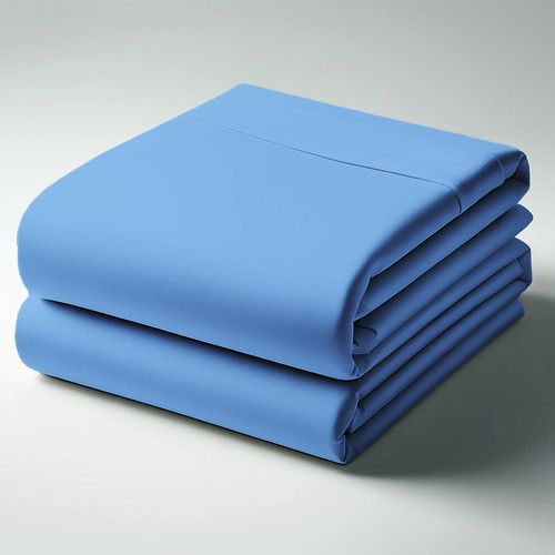 Drap Plat Coton Bleu Azur - 270 X 300 cm