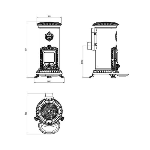 Poêle à Bois 7.5wk Gris/noir - 310107000033