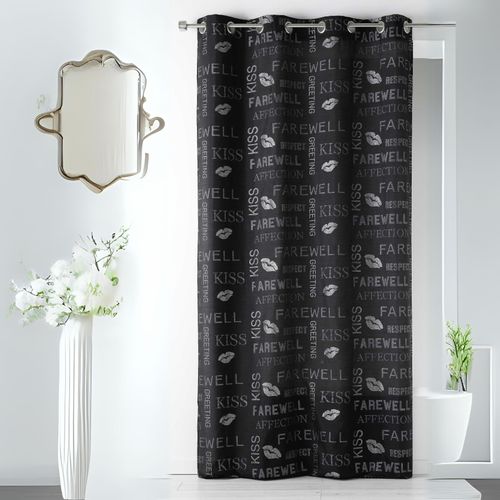 Rideau En Shantung Fantaisie à Paillettes - 140x260 Cm - Noir
