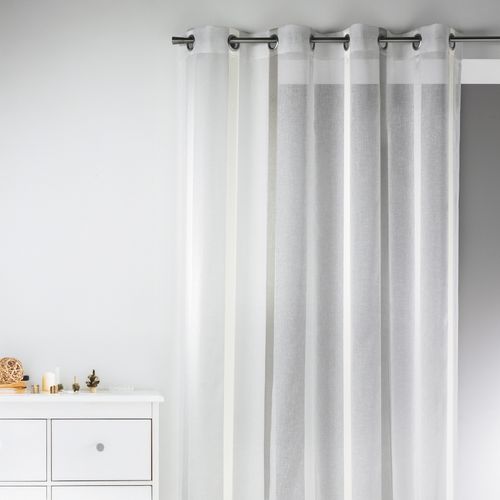 Voilage En Etamine à Rayures Verticales Larges - 140x240 Cm - Blanc