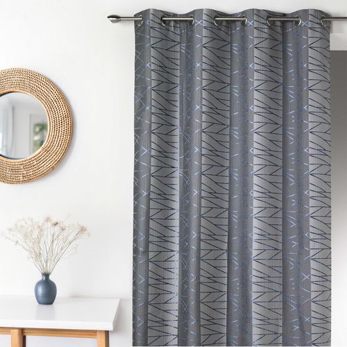 Rideau En Jacquard à Rayures Verticales "fun" - 135x260 Cm - Bleu