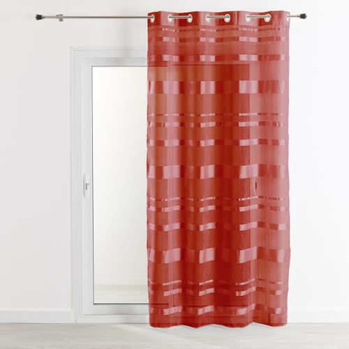 Voilage Rayures Horizontales Tamisantes - 140x240 Cm - Bordeaux