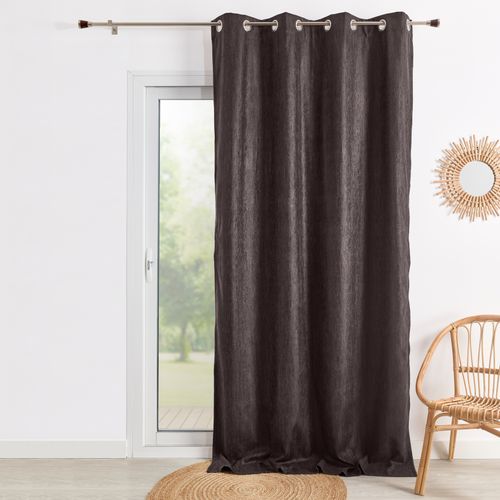 Double Rideau Ameublement Faux Uni - 140x260 Cm - Marron Chocolat