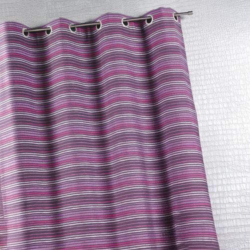 Rideau D'ameublement En Jacquard à Fines Rayures - 140x260 Cm - Prune
