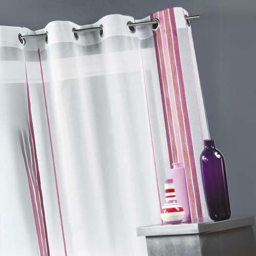 Voilage Fantaisie Tissé Rayure Verticale - 145x260 Cm - Vieux Rose
