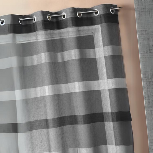 Voilage Tissé à Rayures Horizontales Dégradées - 140x240 Cm - Gris Anthracite