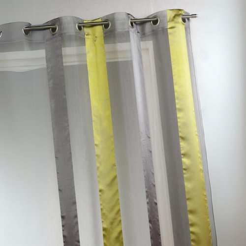 Voilage Bicolore à Rayures Verticales - 140x260 Cm - Vert Tilleul