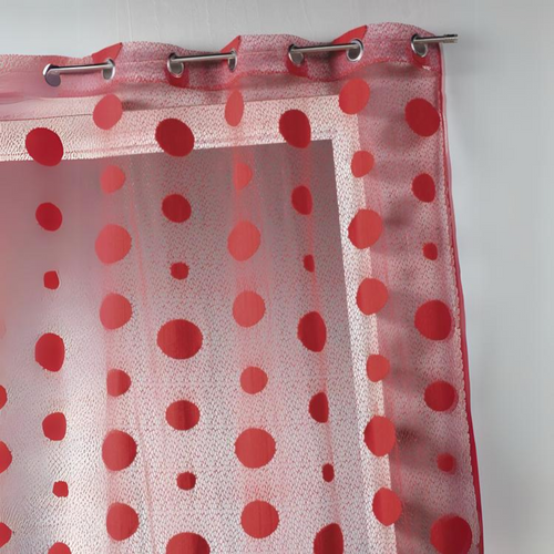 Voilage En Maille - Effet Éponge Et Filet - 140x260 Cm - Rouge