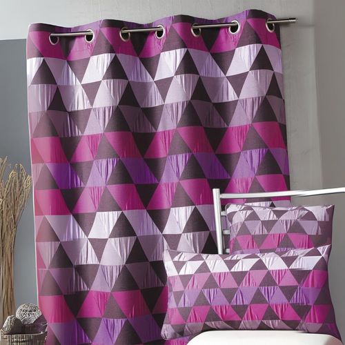 Rideau Ameublement Jacquard 'triangles' - 140x260 Cm - Prune