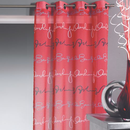 Voilage En Étamine Imprimée 'jeux D'écritures' - 140x240 Cm - Rouge