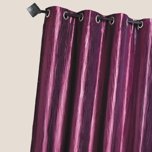 Rideau D'ameublement En Taffetas Froissé - 135x260 Cm - Prune
