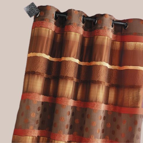 Rideau Jacquard Pois Et Rayures - 140x260 Cm - Marron Chocolat