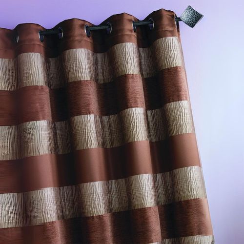 Rideau Jacquard Grosses Rayures Horizontales - 140x260 Cm - Taupe