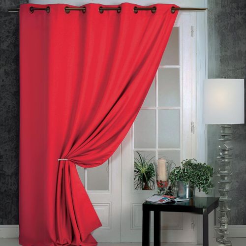 Rideau 100% Occultant Ignifugé M1 Non Feu Piment - 140x260 Cm - Rouge