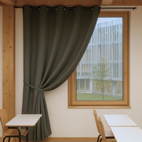 Rideau 100% Occultant Ignifugé M1 Non Feu Gris - 140x260 Cm - Gris