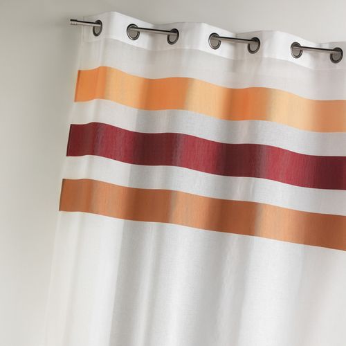 Voilage En Étamine Fantaisie à Rayures Horizontales - 140x260 Cm - Bordeaux