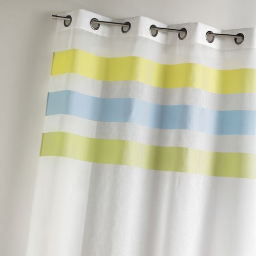 Voilage En Étamine Fantaisie à Rayures Horizontales - 140x260 Cm - Vert Clair