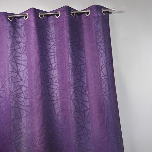 Rideau En Jacquard à Imprimés Et à Rayures Verticales - 140x240 Cm - Prune