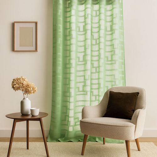 Voilage Coloré Flash Motifs Ton Sur Ton - 140x260 Cm - Vert Tilleul