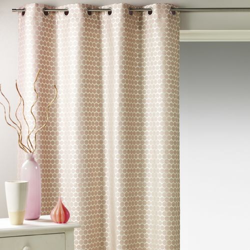Rideau En Jacquard Fantaisie à Pois - 140x260 Cm - Rose Boudoir