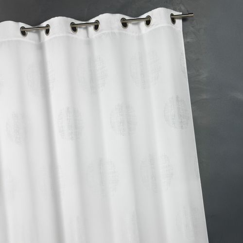 Rideau Jacquard Imprimé Rond Chiné - 140x260 Cm - Blanc