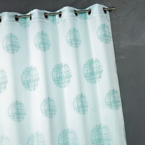 Rideau Jacquard Imprimé Rond Chiné - 140x260 Cm - Turquoise