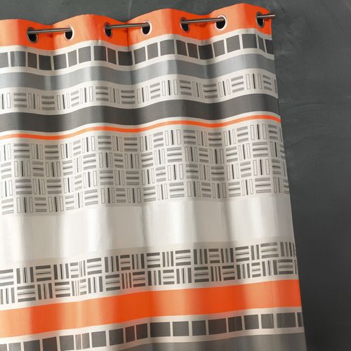 Rideau En Jacquard Design à Rayures Horizontales - 140x260 Cm - Orange