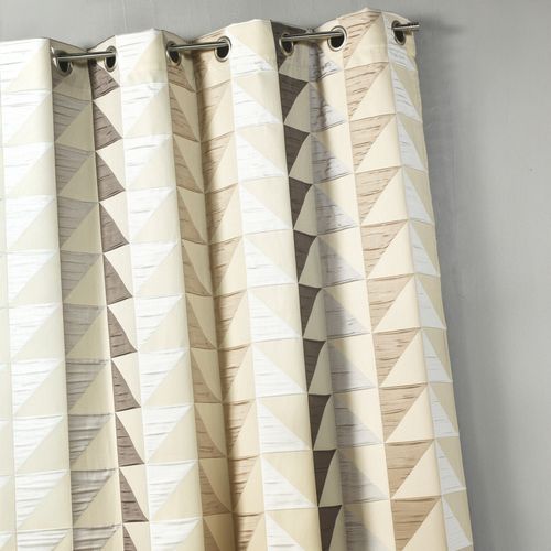 Rideau En Jacquard Imprimés Triangulaires - 140x260 Cm - Beige