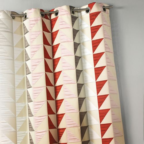 Rideau En Jacquard Imprimés Triangulaires - 140x260 Cm - Bordeaux