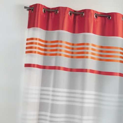 Voilage En Étamine Légère Avec Rayures Horizontales - 145x240 Cm - Orange Corail