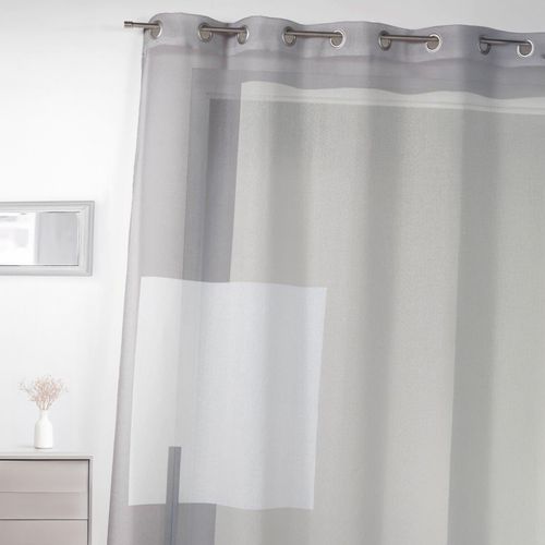 Voilage En Étamine Imprimée à Motifs Graphiques - 135x240 Cm - Beige