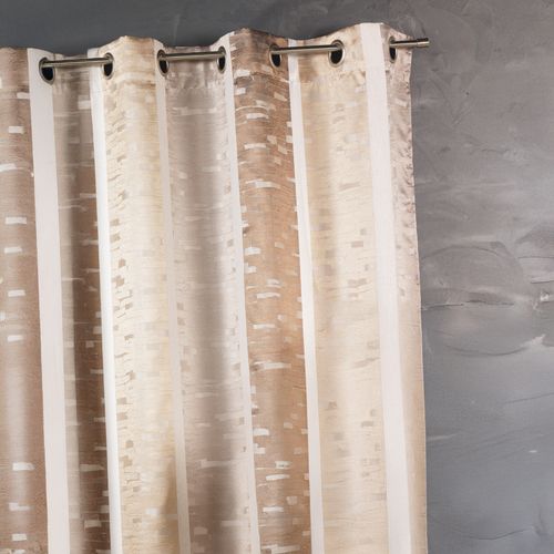 Rideau En Jacquard Design à Rayures Verticales - 140x260 Cm - Beige