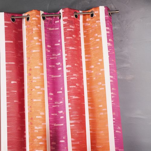 Rideau En Jacquard Design à Rayures Verticales - 140x260 Cm - Bordeaux
