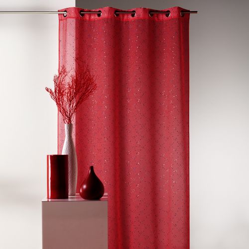 Voilage En Étamine Imprimé Petits Points Colorés - 140x240 Cm - Rouge