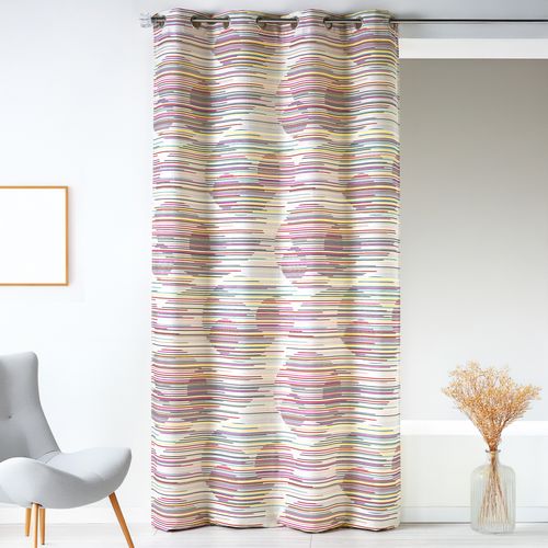 Rideau En Jacquard Fantaisie Et Graphique - 140x260 Cm - Rose