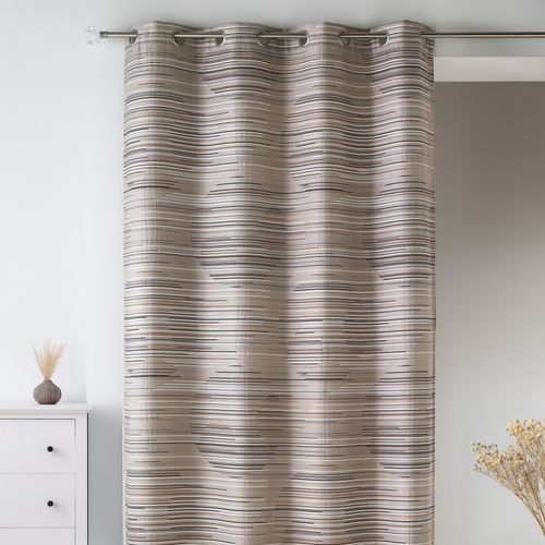 Rideau En Jacquard Fantaisie Et Graphique - 140x260 Cm - Taupe