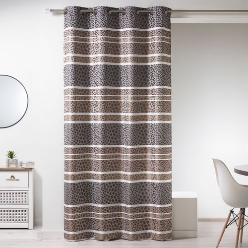 Rideau En Jacquard à Rayures Horizontales "animal" - 140x260 Cm - Tabac