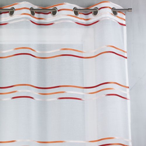 Voilage En Étamine Tissée De Fines Rayures Horizontales - 140x240 Cm - Terracotta