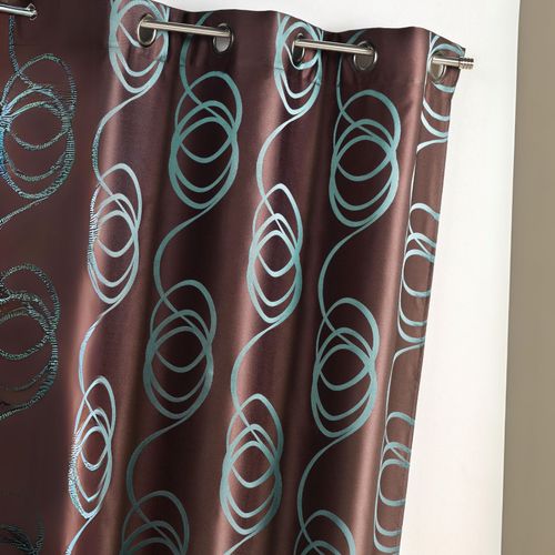 Rideau Ameublement Jacquard 'tourbillons' - 140x260 Cm - Prune