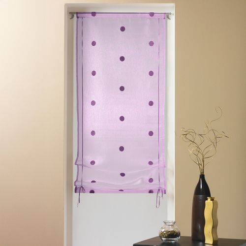 Store à Remonter Voilage En Organza Gros Pois - 60x140 Cm - Prune