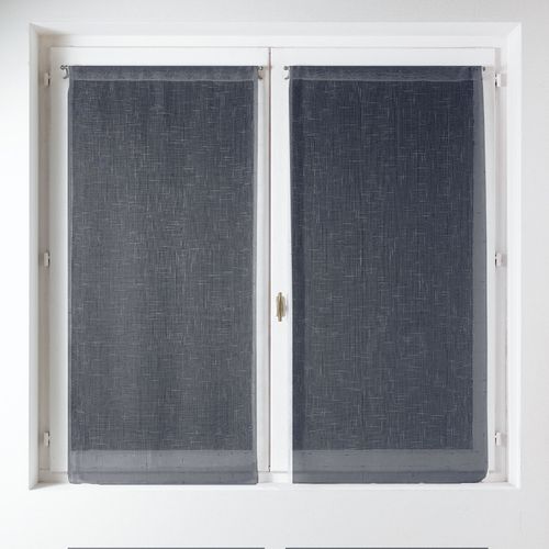 Paire De Voilage En Étamine Unie Et Fantaisie - 60x130 Cm - Gris Anthracite
