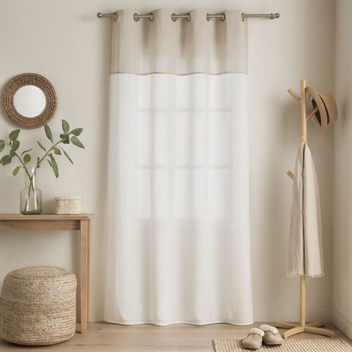 Voilage Blanc - Effet Lin Bi-ton Tamisant - 140x240 Cm - Beige