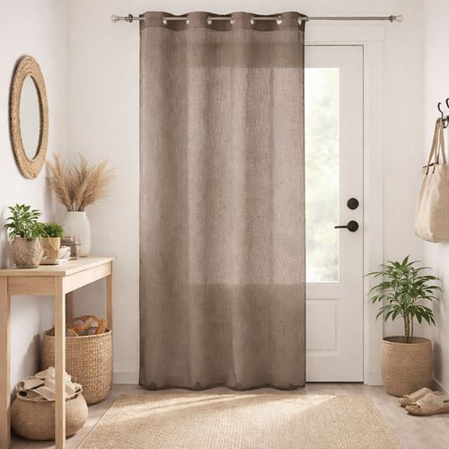 Voilage En Étamine Unie Et Fils Lurex - 140x240 Cm - Taupe