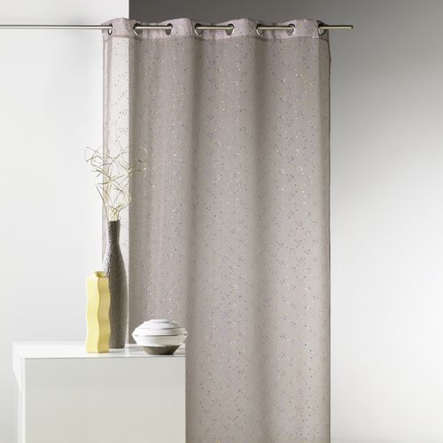 Voilage En Étamine Imprimé Petits Points Colorés - 140x240 Cm - Beige