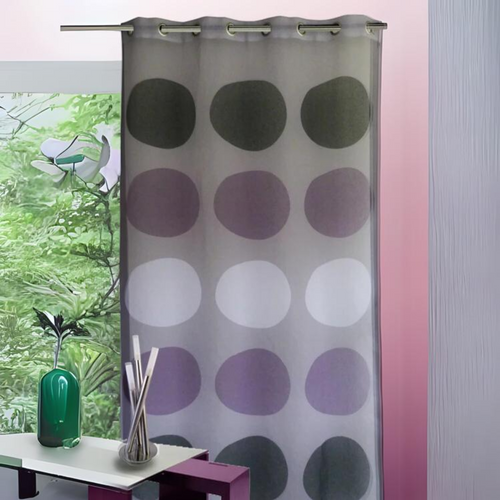 Voilage Étamine Avec Des "gros Pois" - 135x240 Cm - Gris Anthracite