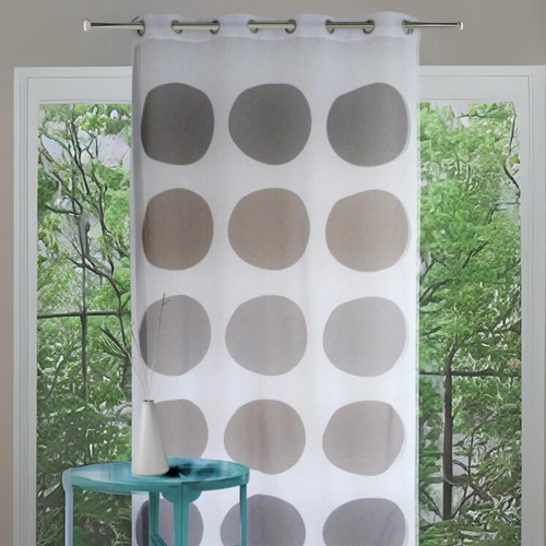 Voilage Étamine Avec Des "gros Pois" - 135x240 Cm - Beige