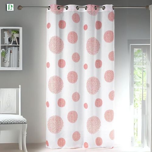 Voilage Motif Rond Impression Magnétique - 140x240 Cm - Rouge